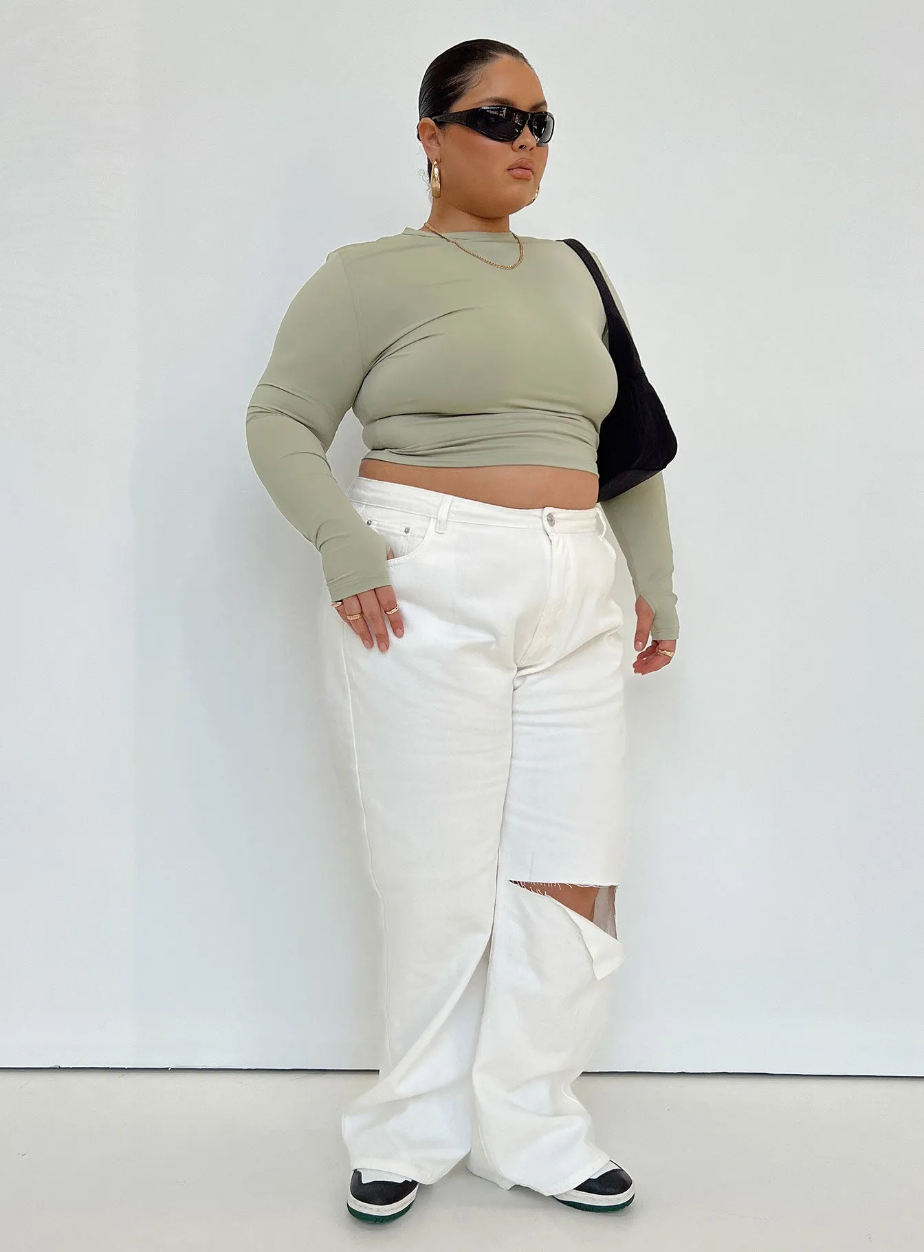 Sevina Wide Leg Denim Jeans White Curve