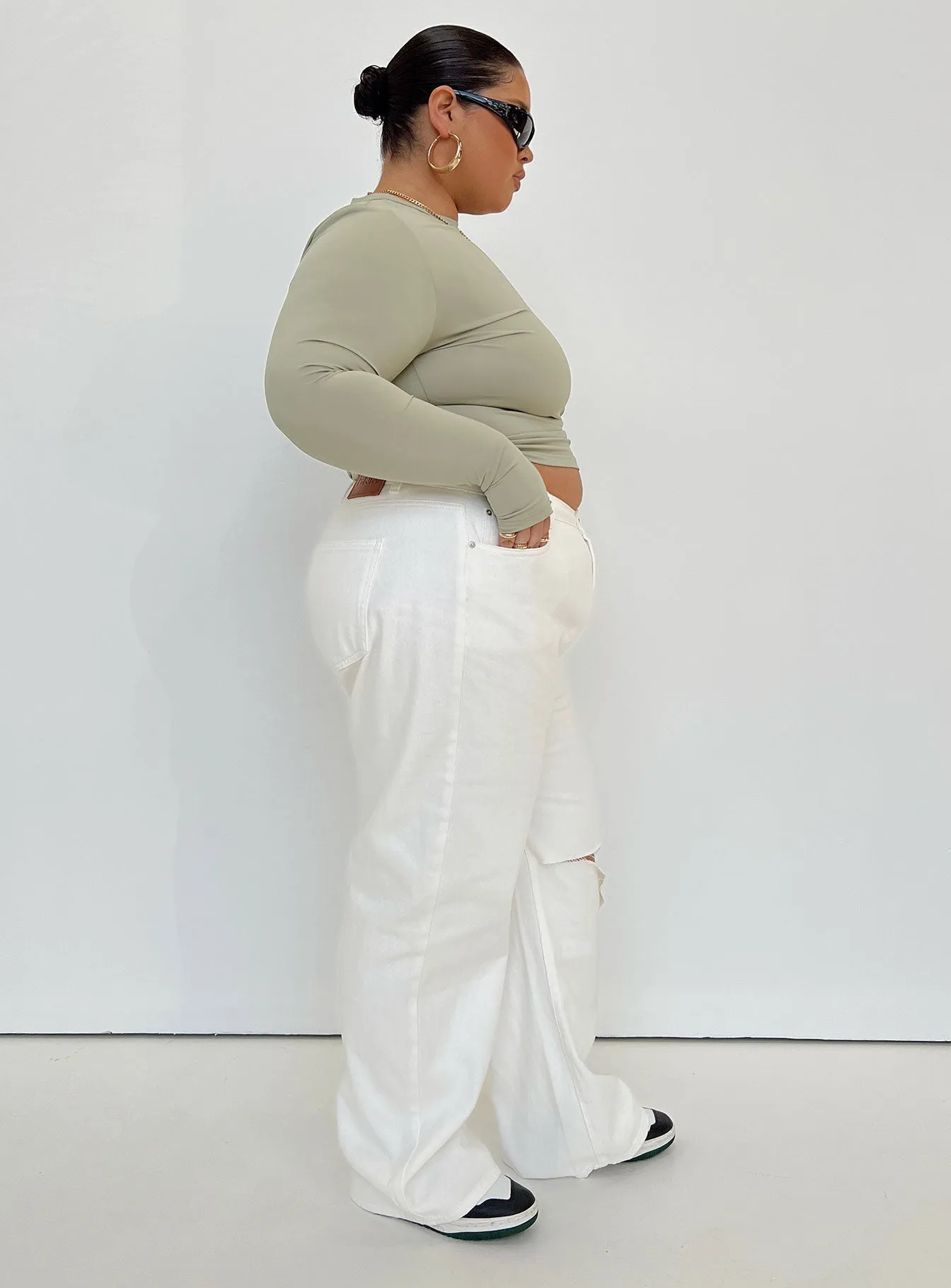 Sevina Wide Leg Denim Jeans White Curve