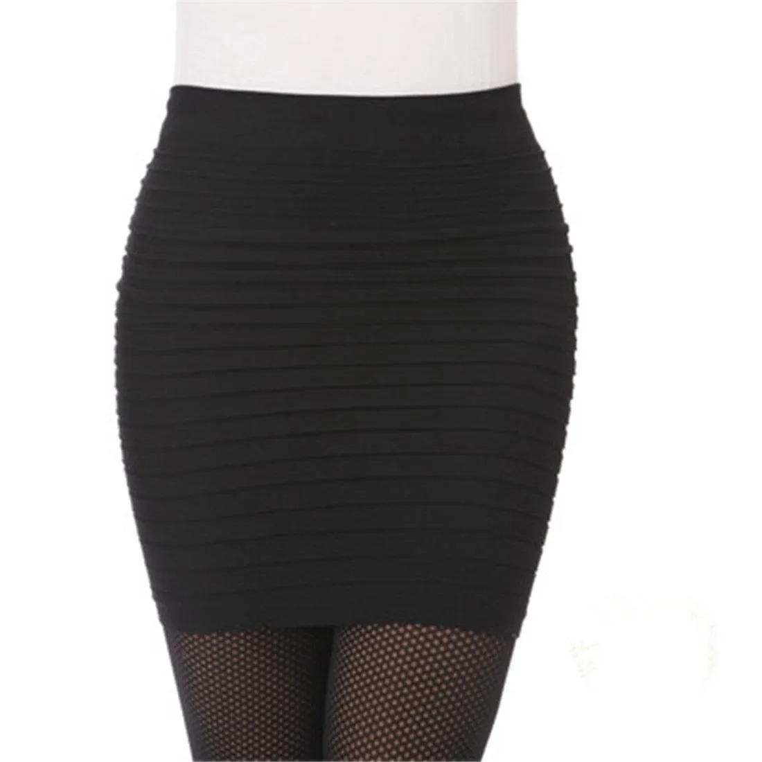 Short Elastic Pleated High Waist Slim Mini Skirt