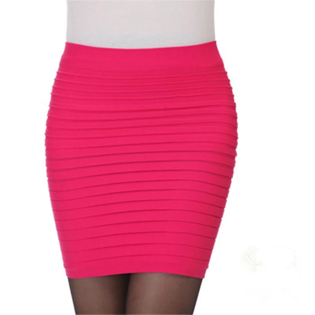 Short Elastic Pleated High Waist Slim Mini Skirt