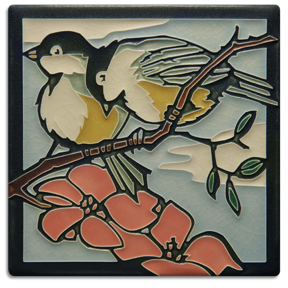 Spring Chicadees 6x6 Ceramic Tile