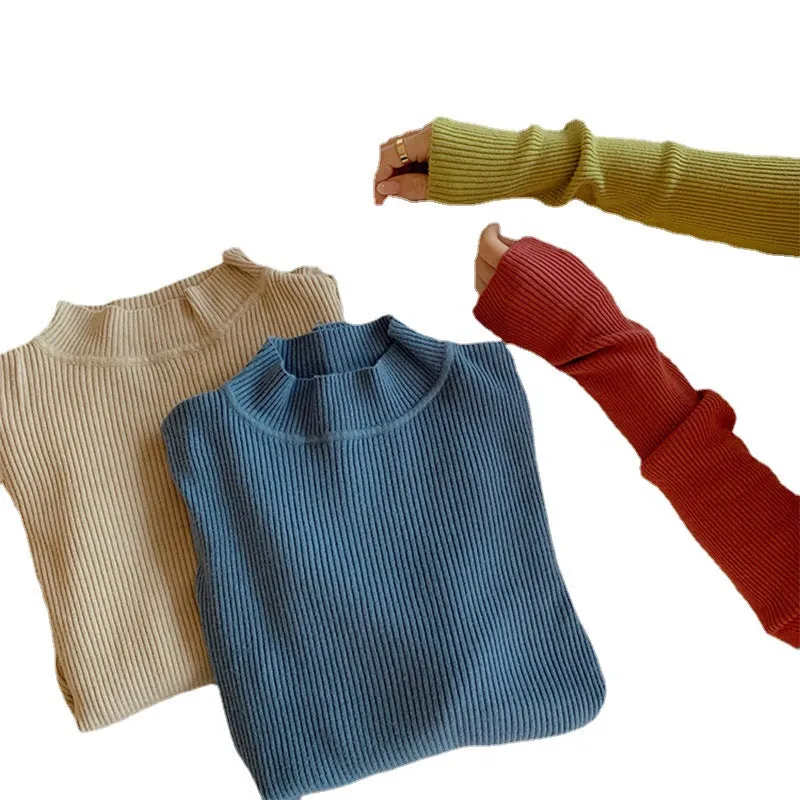 Strip Knit Pullover Turtleneck Sweater