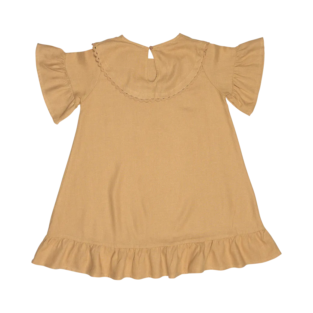 SUSAN LINEN DRESS-Peach Vintage