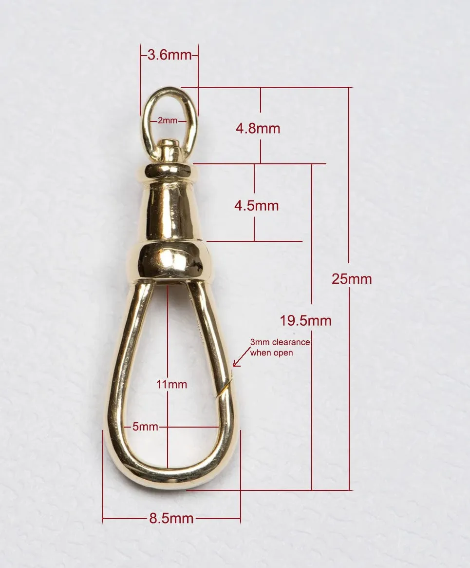 Swivel Dog Clip 25x8mm 14K Gold Pendant Charm Holder M4020