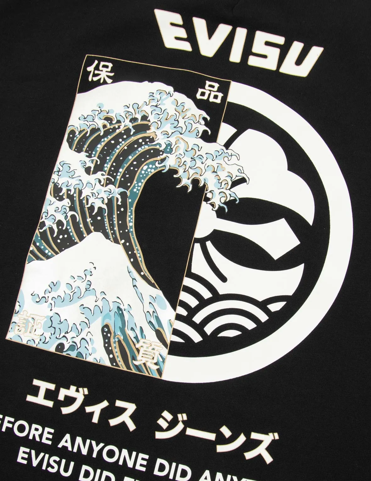 The Great Wave and Kamon-Print Relax Fit Long-Sleeves T-Shirt