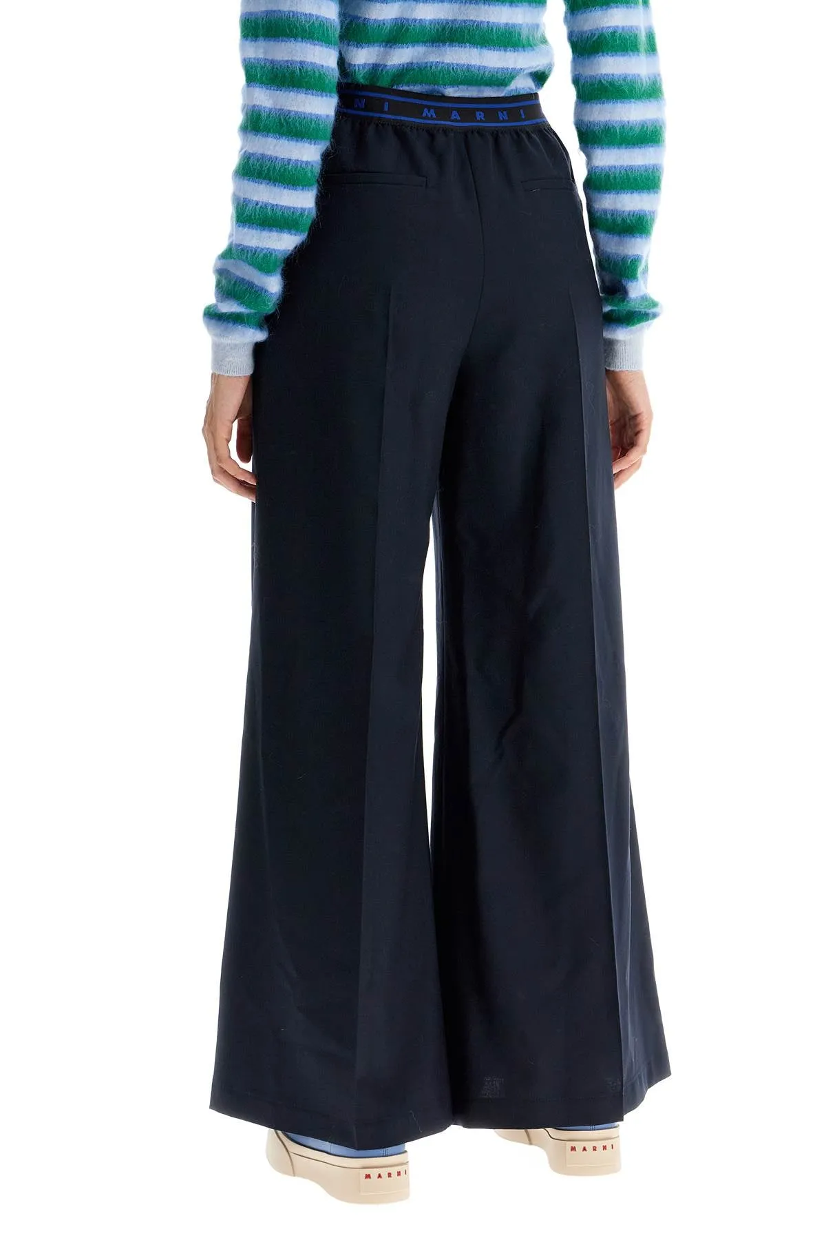 tropical wool palazzo pants for PAMA0428U2 TW839 BLUBLACK