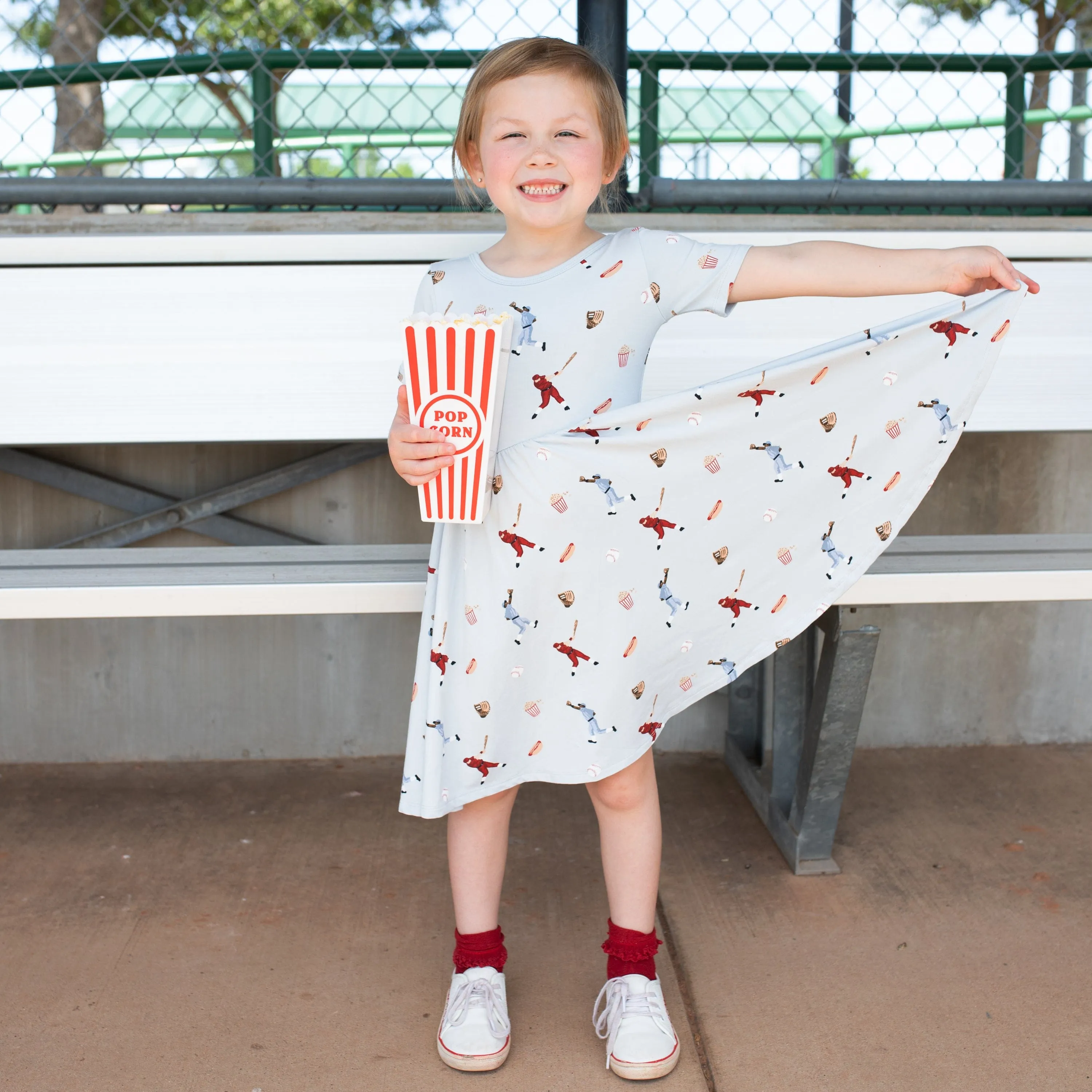 Twirl Dress in Vintage Baseball