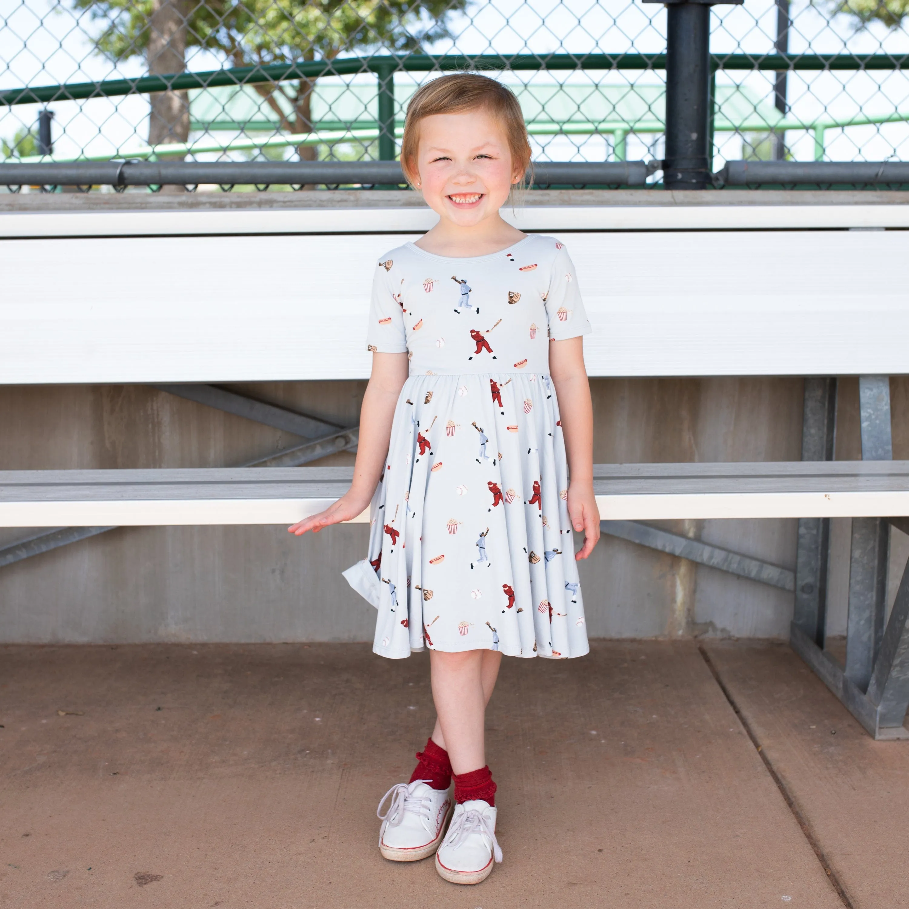 Twirl Dress in Vintage Baseball