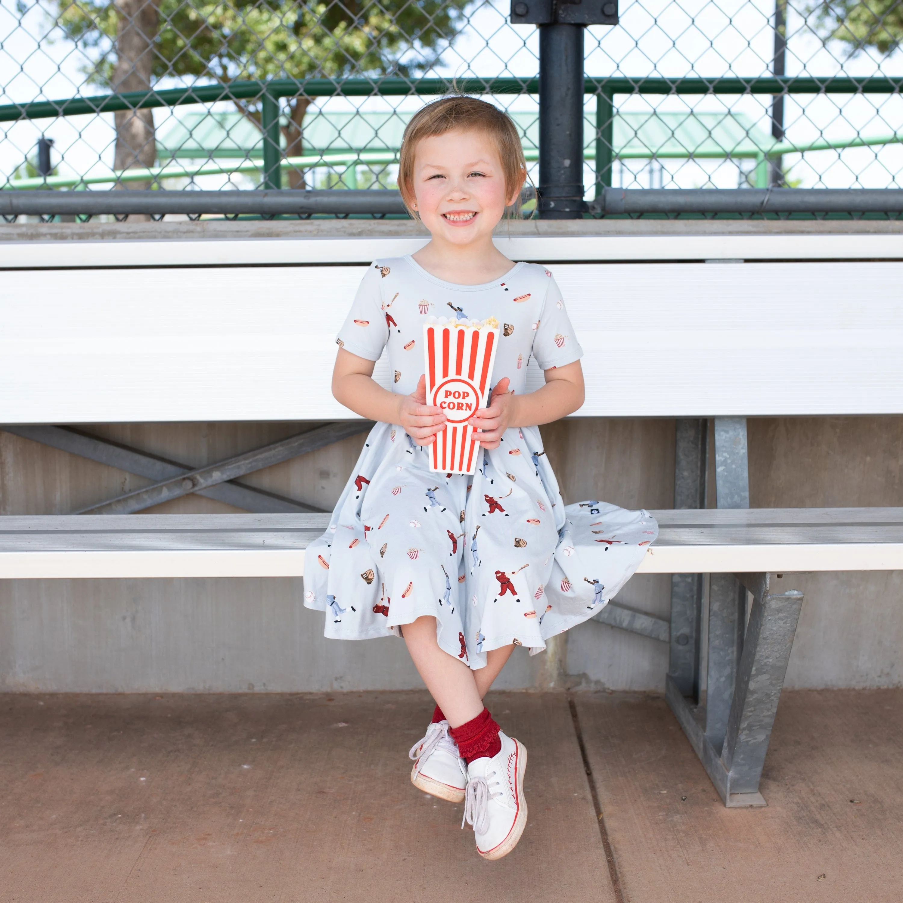 Twirl Dress in Vintage Baseball