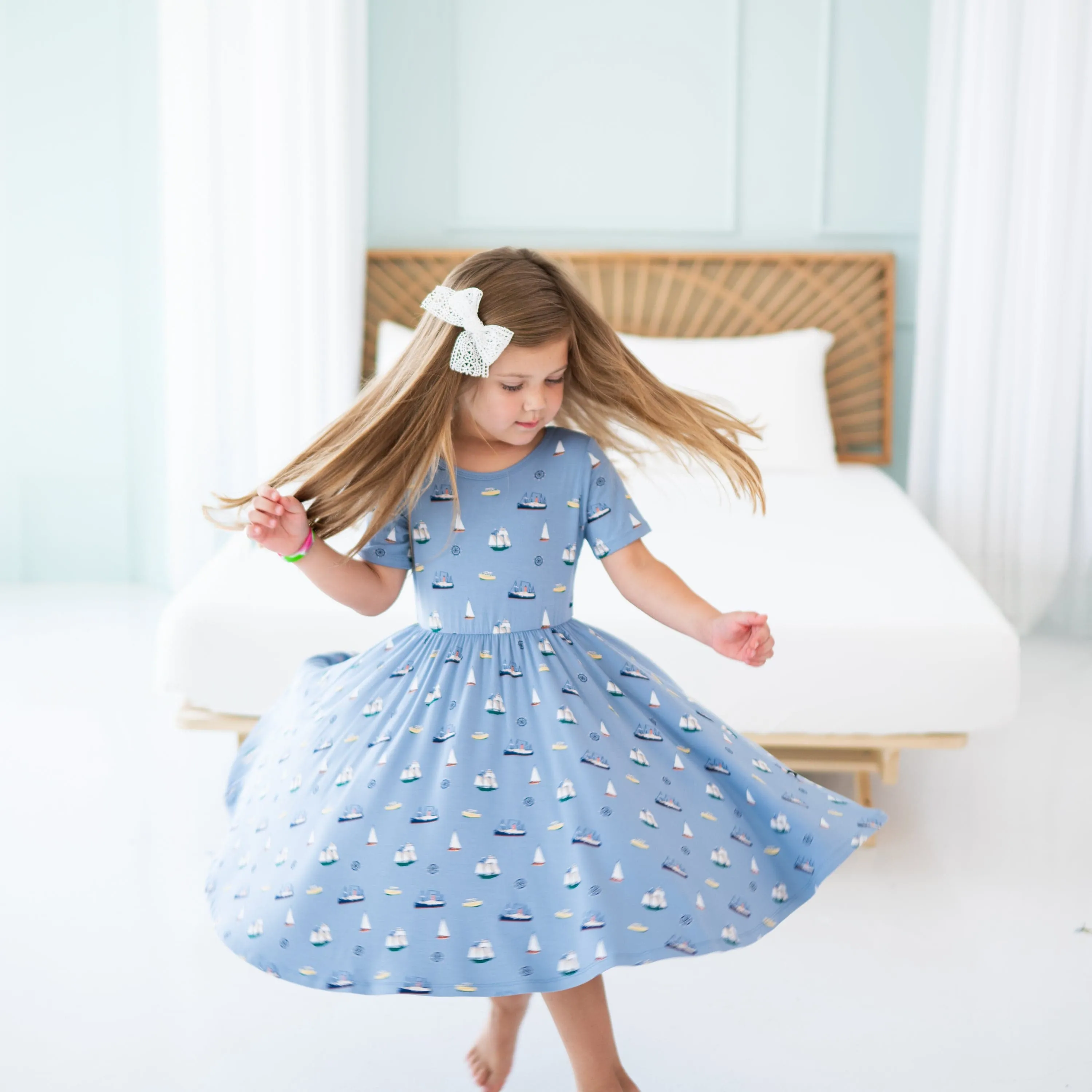 Twirl Dress in Vintage Boats