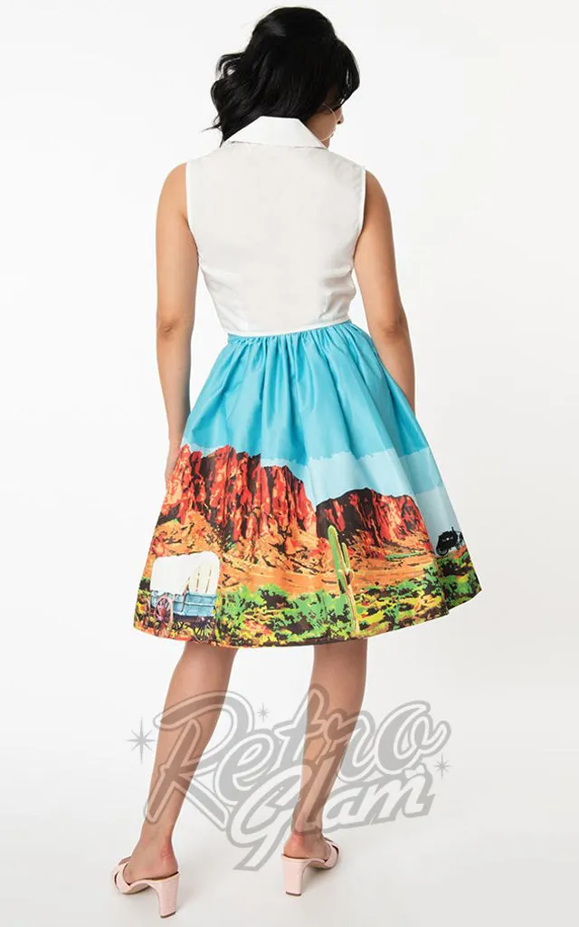 Unique Vintage Gellar Swing Skirt in Western Landscape - S left only