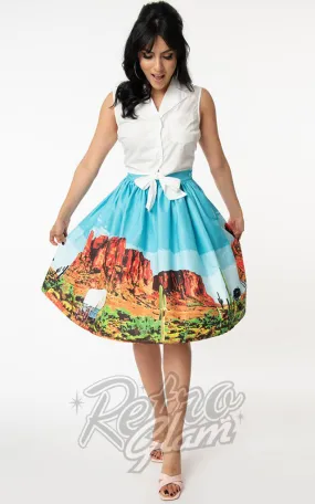 Unique Vintage Gellar Swing Skirt in Western Landscape - S left only