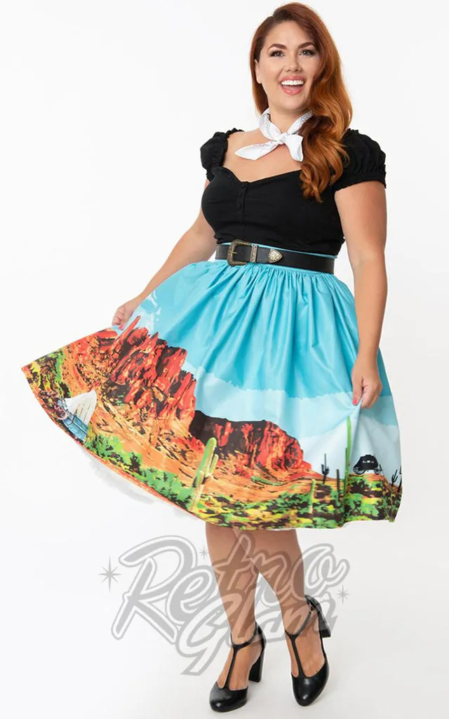 Unique Vintage Gellar Swing Skirt in Western Landscape - S left only