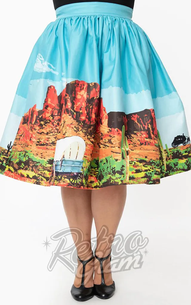 Unique Vintage Gellar Swing Skirt in Western Landscape - S left only