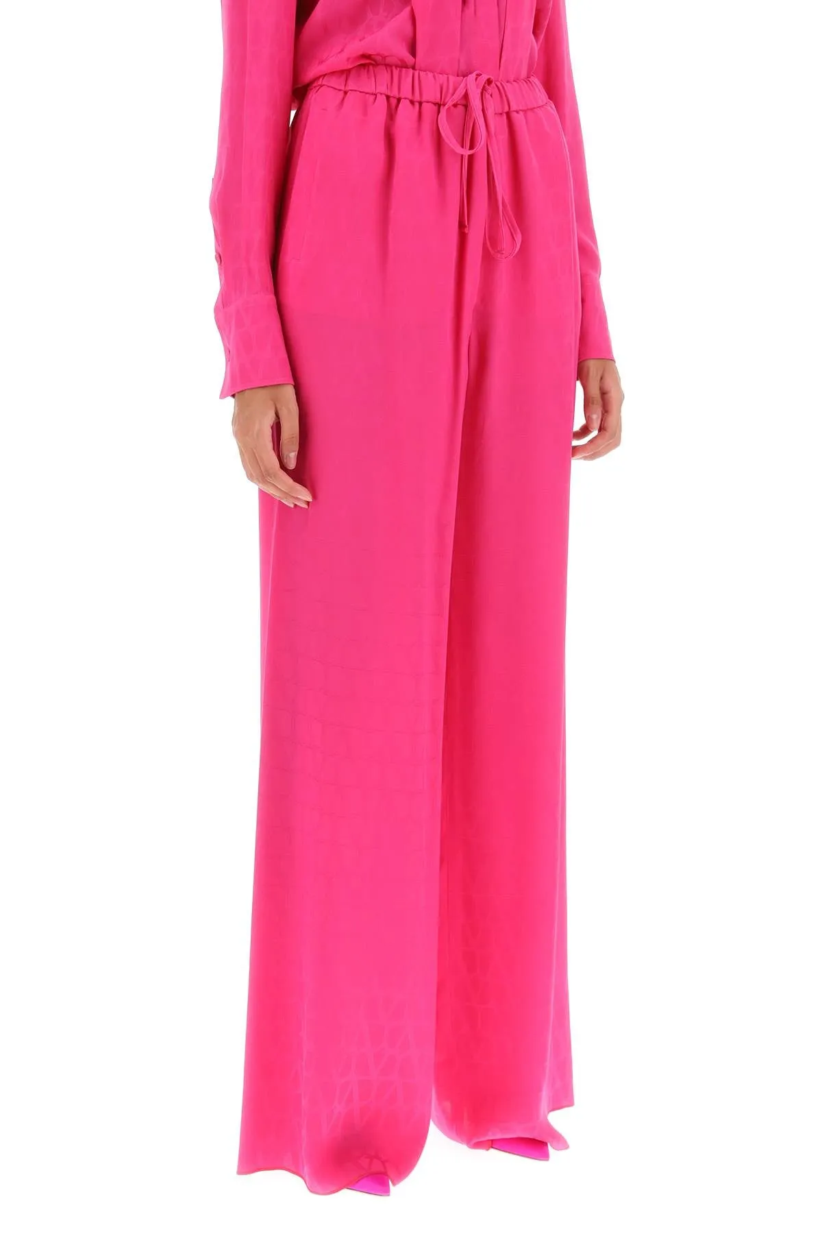 Valentino garavani toile iconographe palazzo pants in silk jacquard 3B3RB4557TK PINK PP