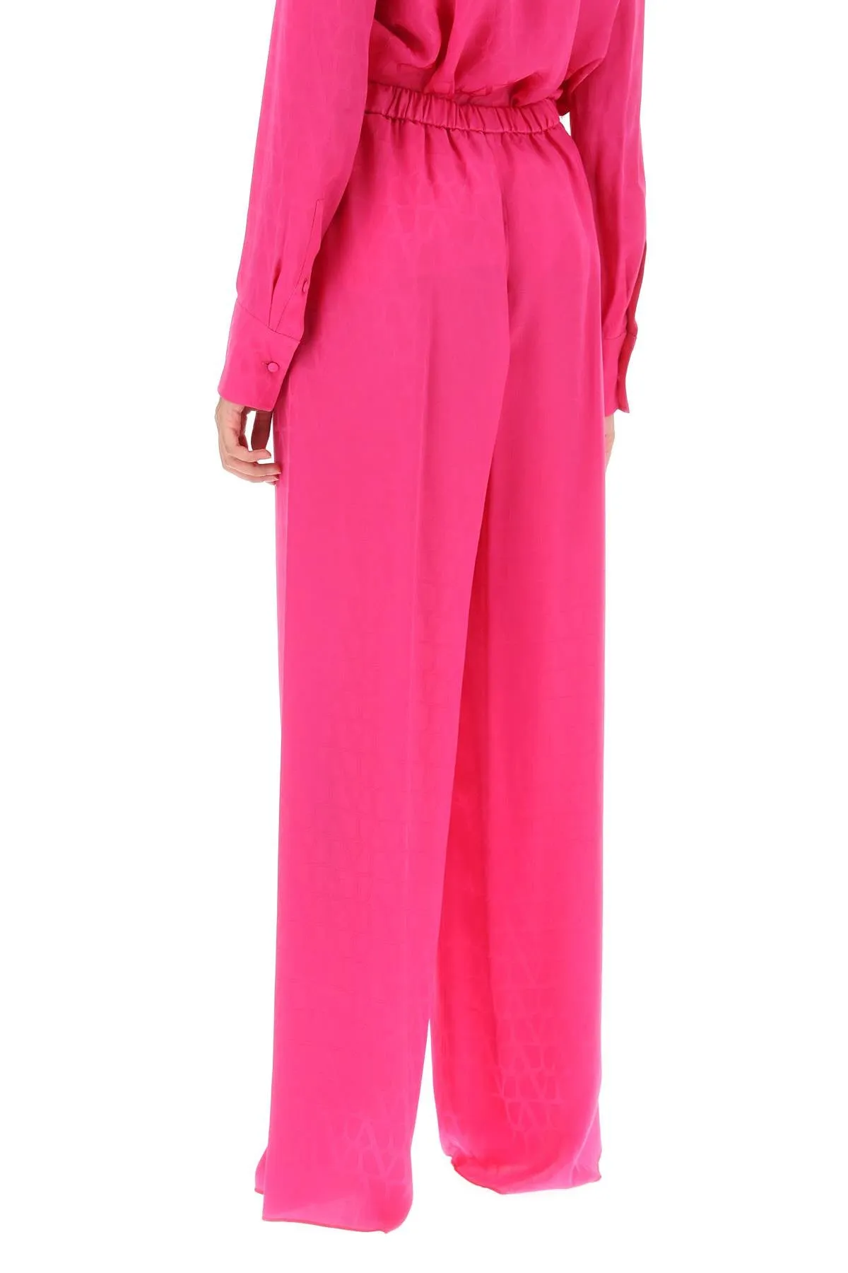 Valentino garavani toile iconographe palazzo pants in silk jacquard 3B3RB4557TK PINK PP