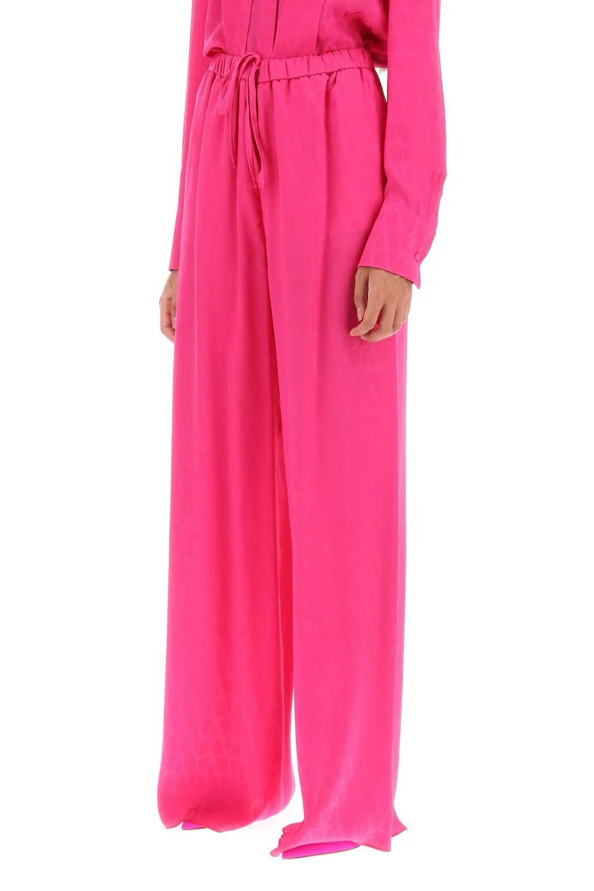 Valentino garavani toile iconographe palazzo pants in silk jacquard 3B3RB4557TK PINK PP