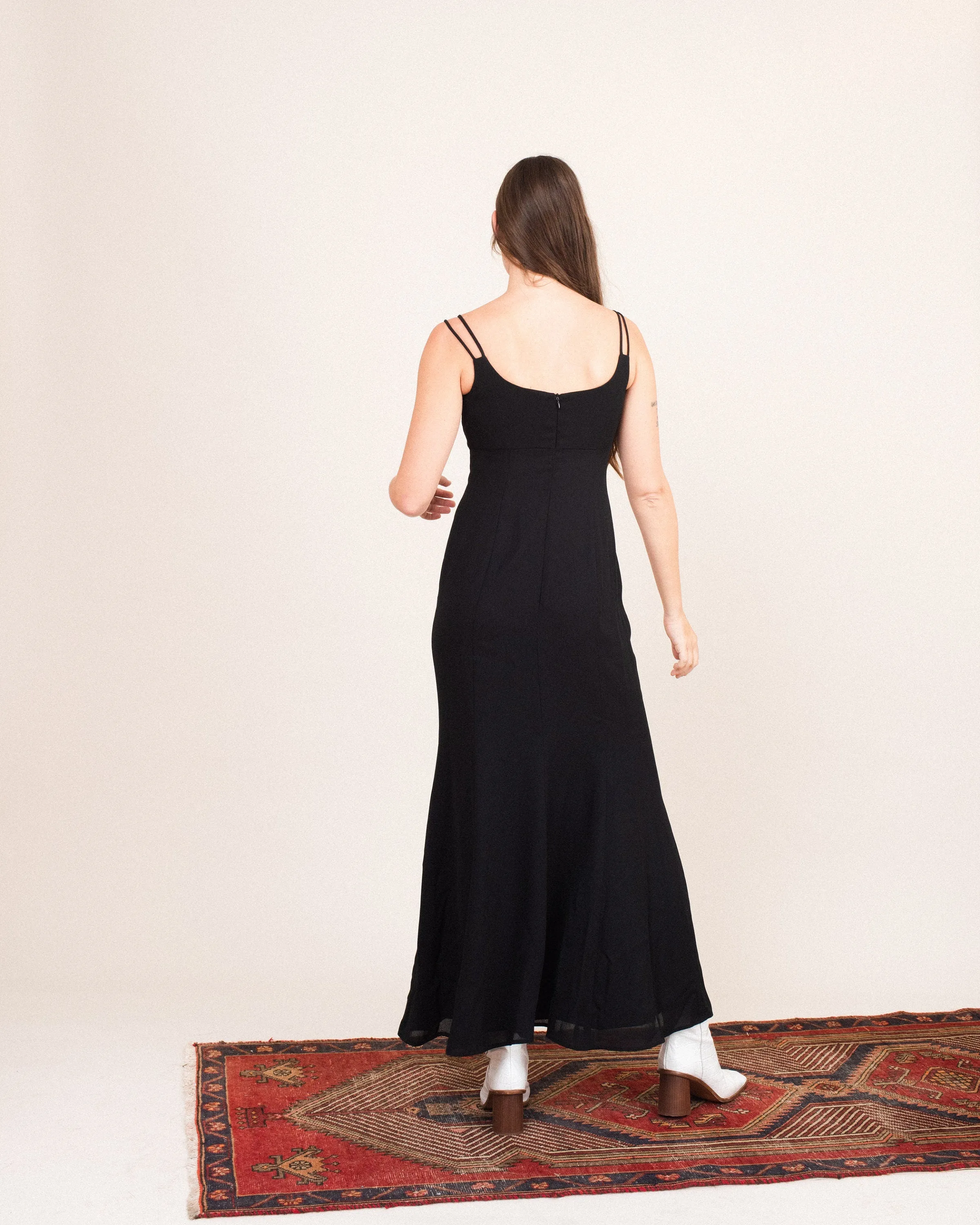 Vintage Embroidered Maxi Slip Dress (S)