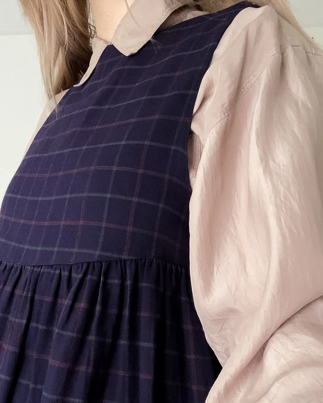 Vintage Purple Plaid Dress (S/M)