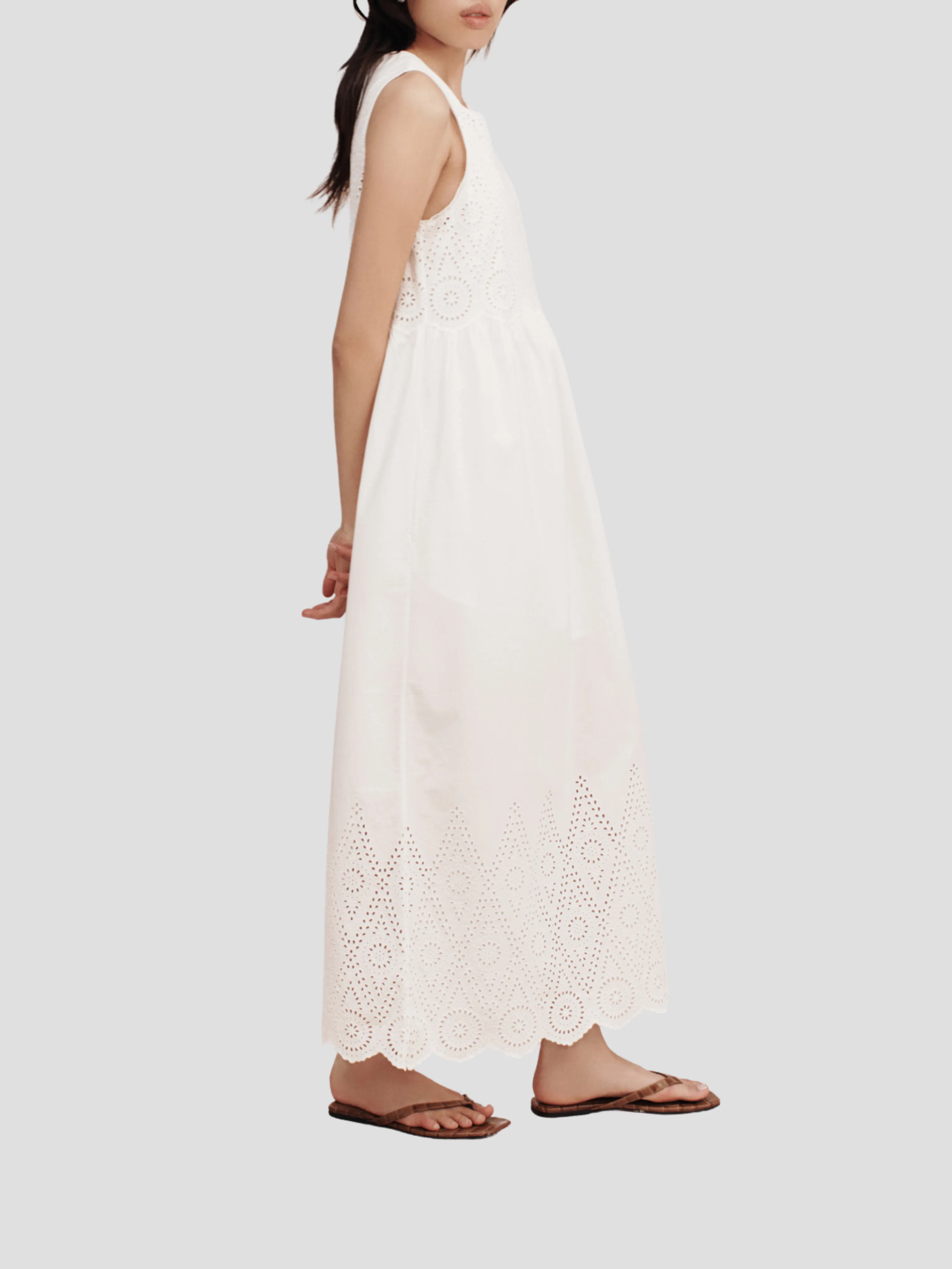 Vintage White Louisa Shift Midi Dress