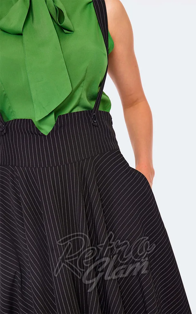 Voodoo Vixen Pinstripe Suspender Skirt