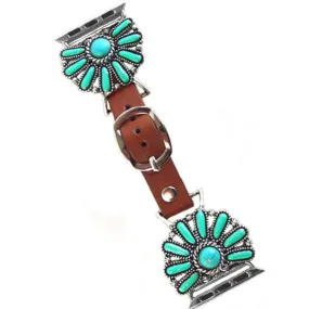 Western Concho Turquoise Flower Gemstone Apple Watch Band