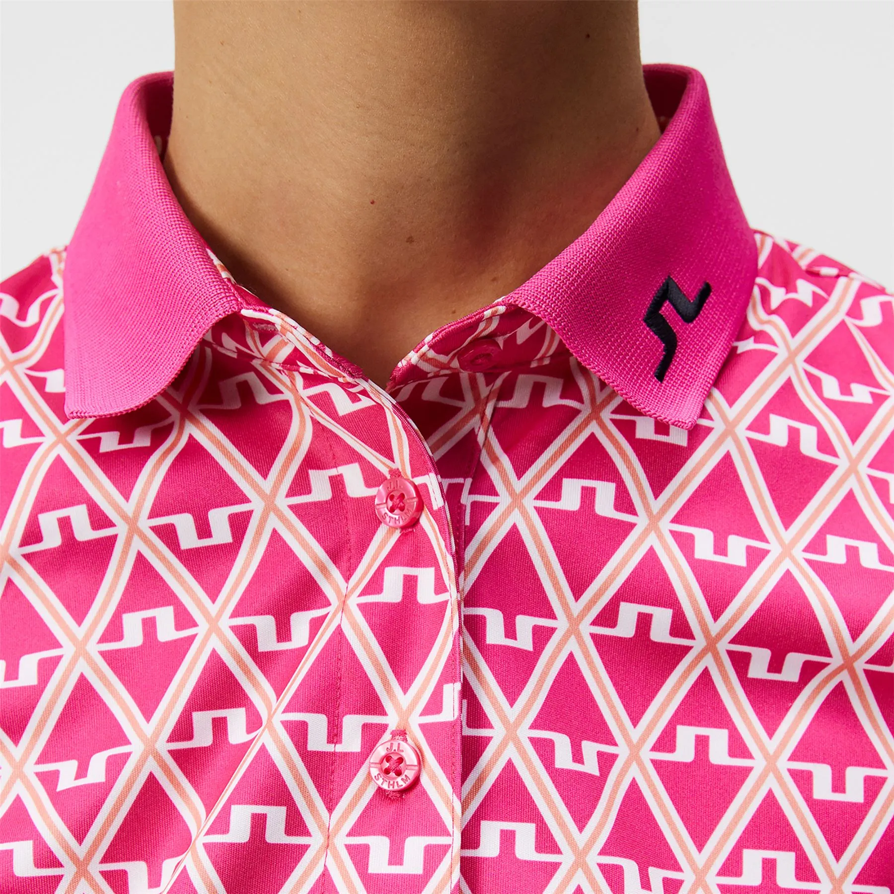 Womens Tour Tech TX Jersey Print Polo Geo Fuchsia Purple - SS24