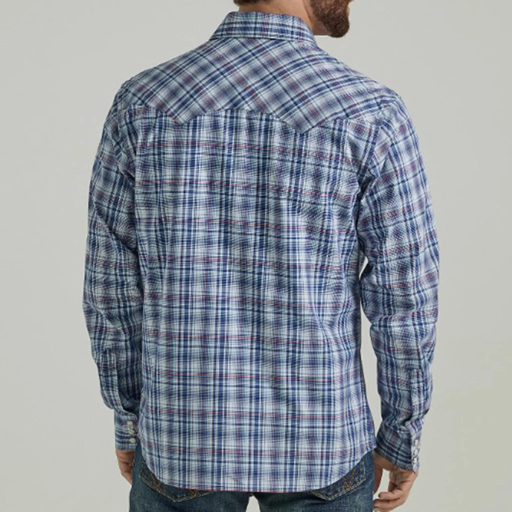 Wrangle Men's Blue Plaid Long Sleeve