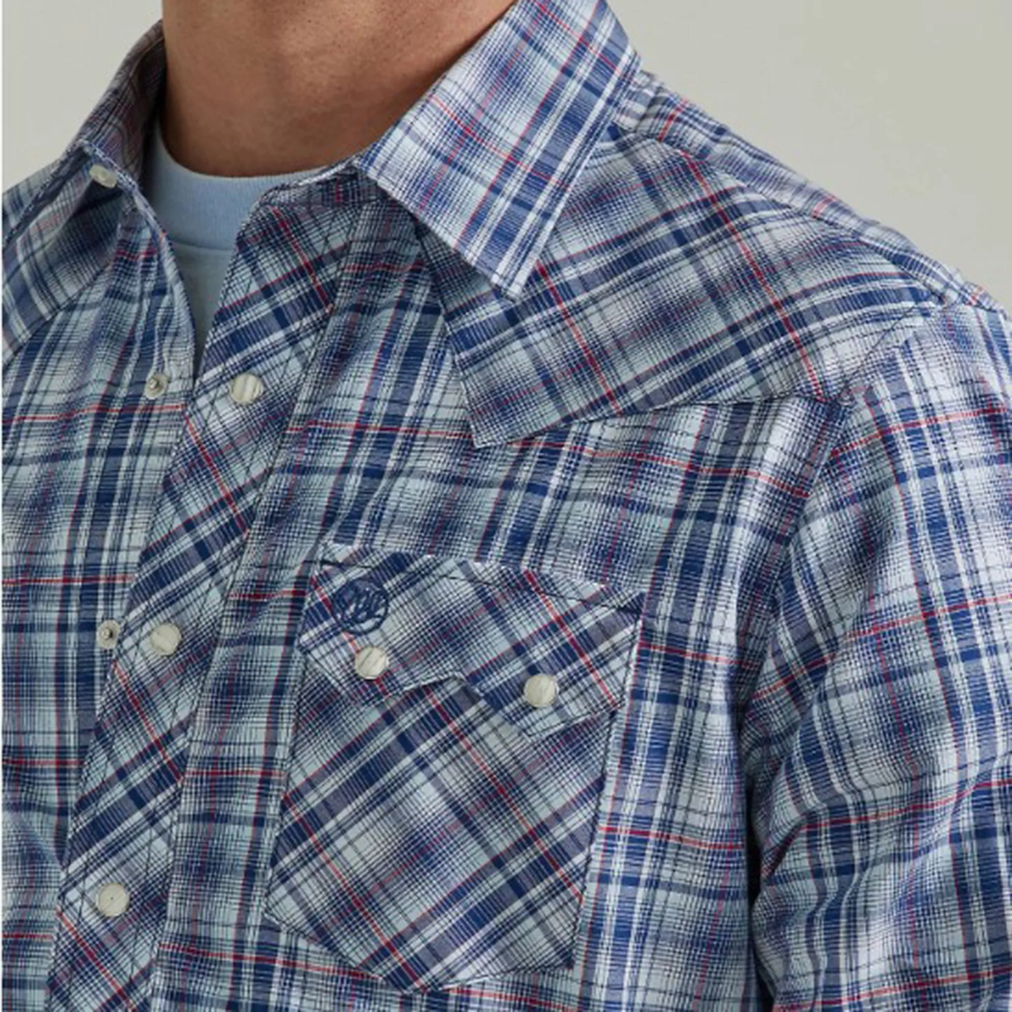 Wrangle Men's Blue Plaid Long Sleeve