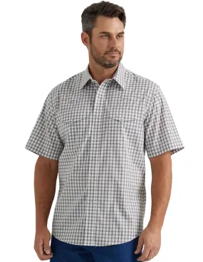 Wrangler Mens Grey Western Snap Short Sleeve Shirt