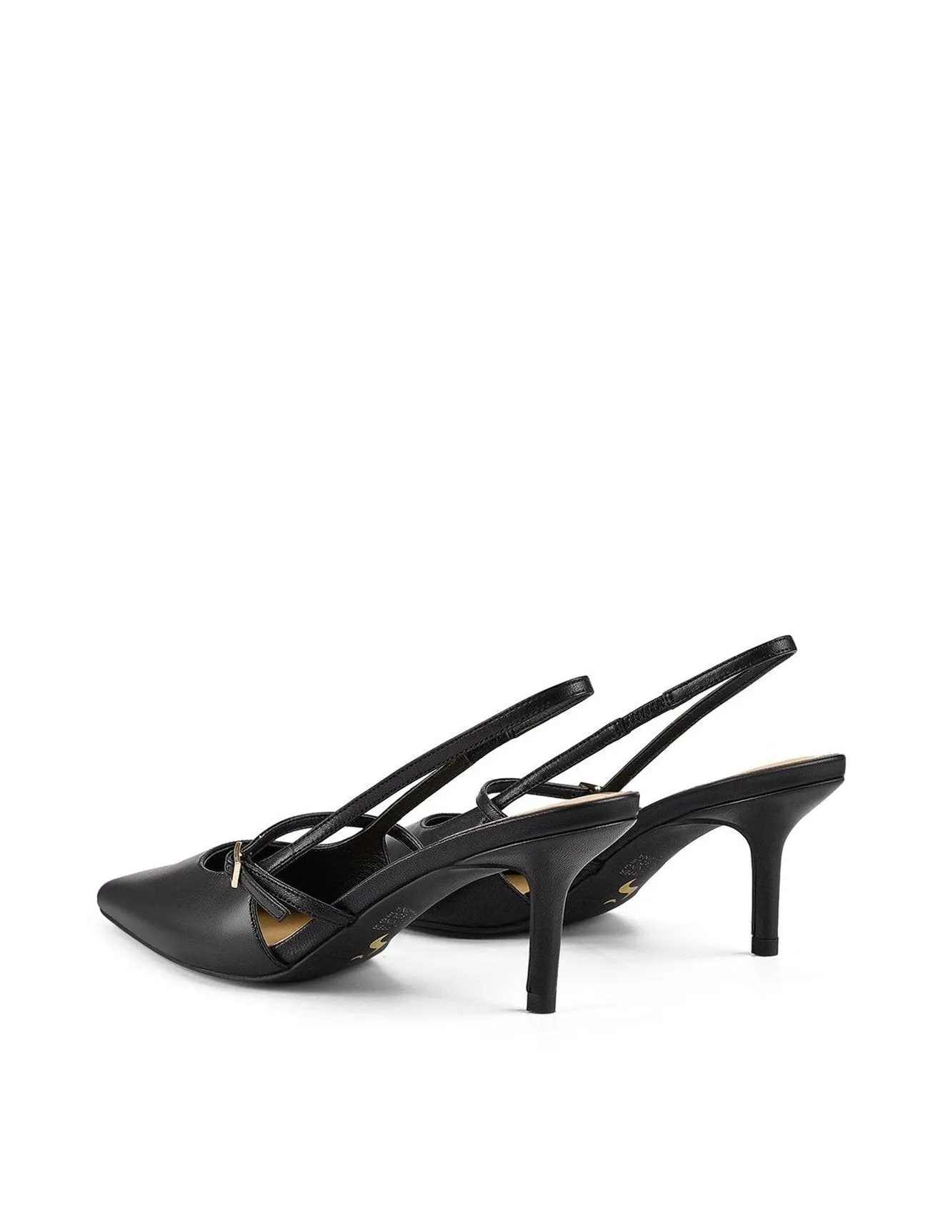 York Slingback Heel - Black Leather